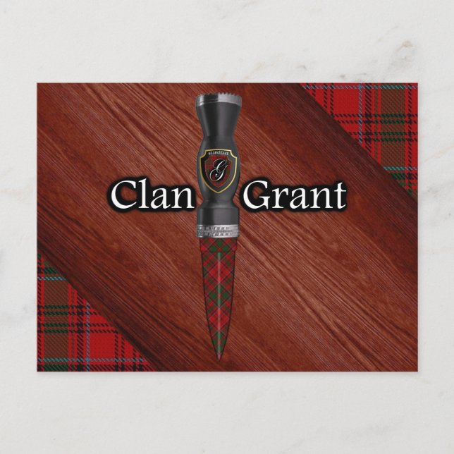 Klan Grant Tartan Sgian Dubh Blade Vykort (Framsida)