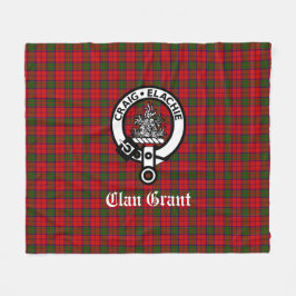 Klan Grant Vapensköld Badge och Tartan Fleecefilt