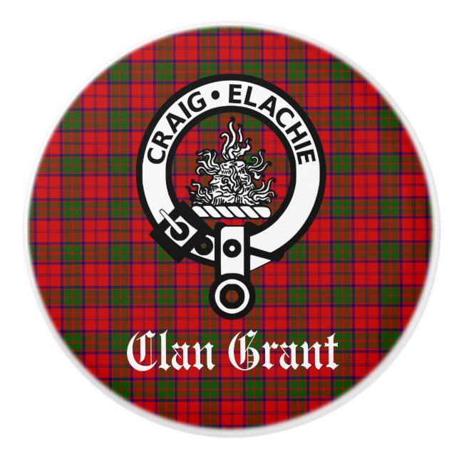 Klan Grant Vapensköld Badge och Tartan Knopp (Framsidan)