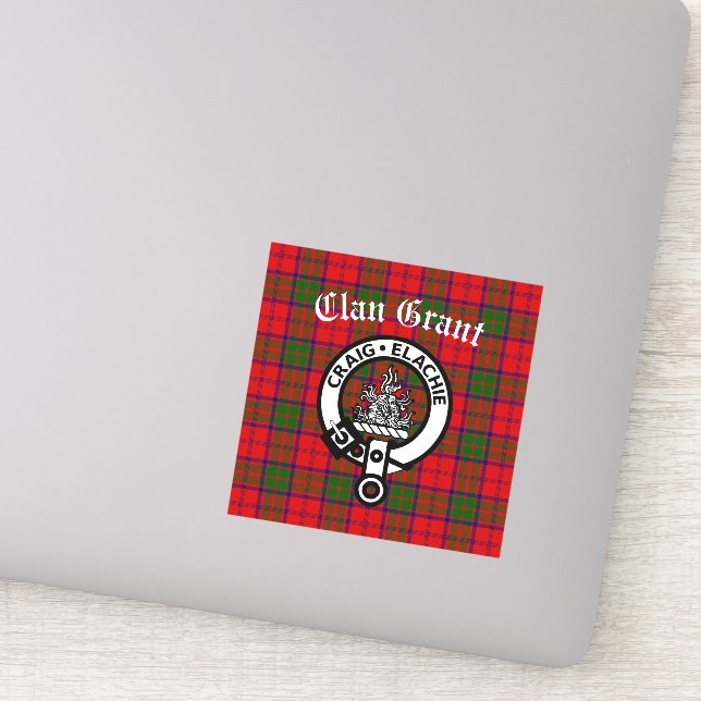Klan Grant Vapensköld Badge & Tartan Klistermärken (Detalj)