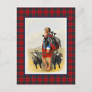 Klan Grant Vintage Illustration Tartan Ram Vykort