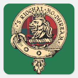 Klan Gregor Badge Tartan Sticker Grönt Fyrkantigt Klistermärke