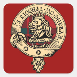 Klan Gregor Badge Tartan Sticker Red Fyrkantigt Klistermärke