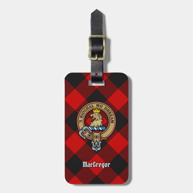 Klan Gregor Vapensköld över Rob Roy Tartan Bagagebricka (Vertikal Framsida)