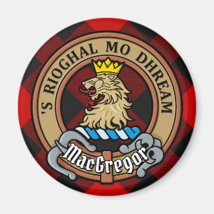 Klan Gregor Vapensköld över Rob Roy Tartan Magnet