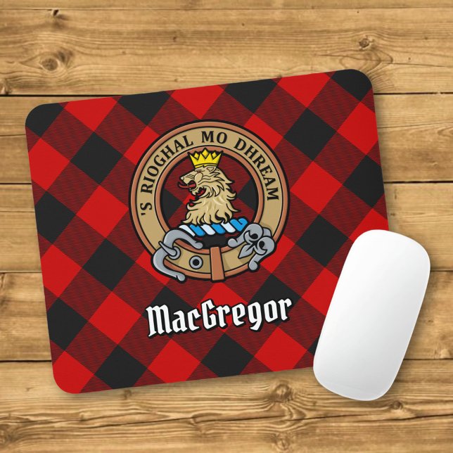 Klan Gregor Vapensköld över Rob Roy Tartan Musmatta (Skapare uppladdad)