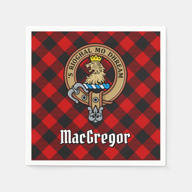 Klan Gregor Vapensköld över Rob Roy Tartan Pappersservett (Framsidan)