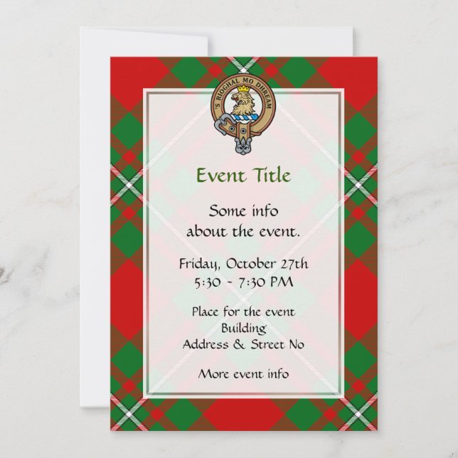 Klan Gregor Vapensköld över Tartan Inbjudningar (Framsida)