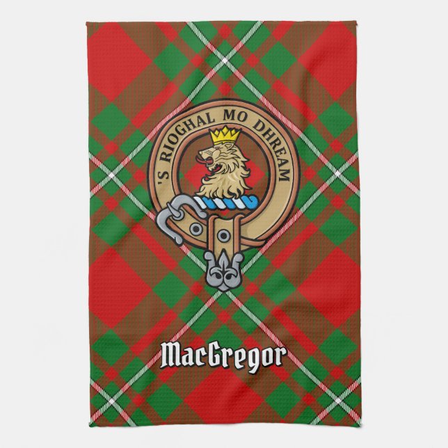 Klan Gregor Vapensköld över Tartan Kitchen Towel Kökshandduk (Vertikal)
