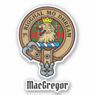 Klan Gregor Vapensköld över Tartan Sticker Klistermärken