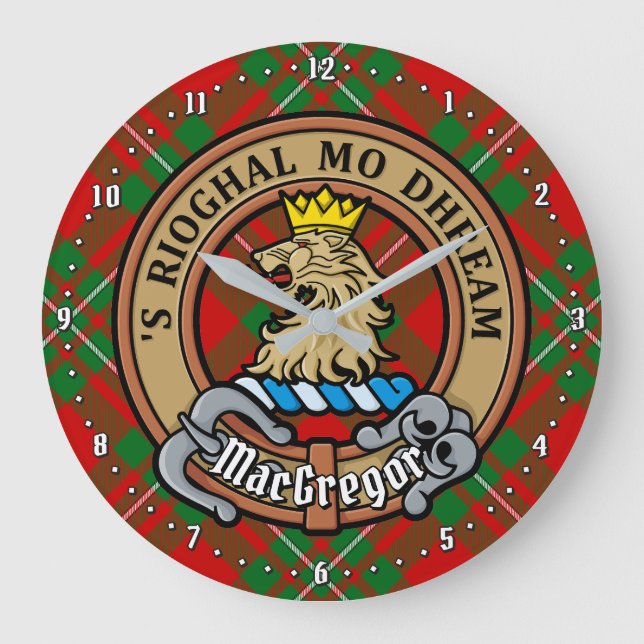 Klan Gregor Vapensköld över Tartan Stor Klocka (Framsida)