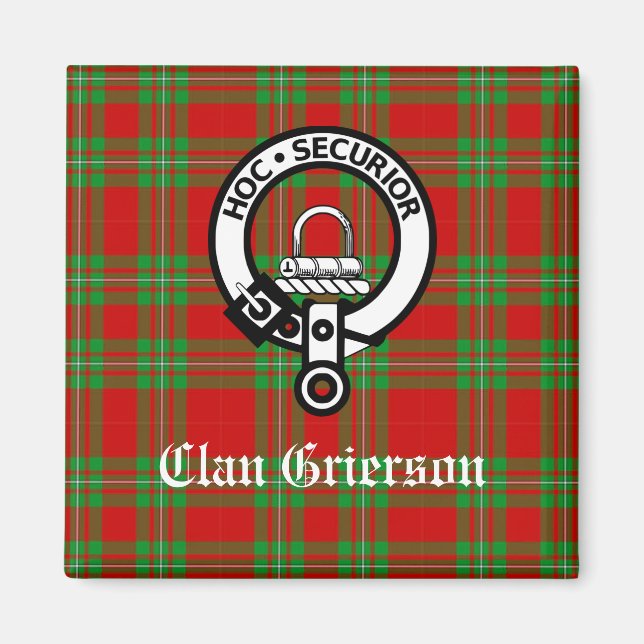 Klan Grierson Vapensköld Badge & Tartan Magnet (Framsidan)