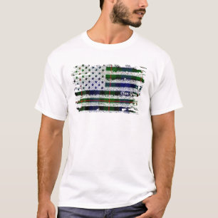 Klan Gunn American Flagga Scottish Tartan T Shirt