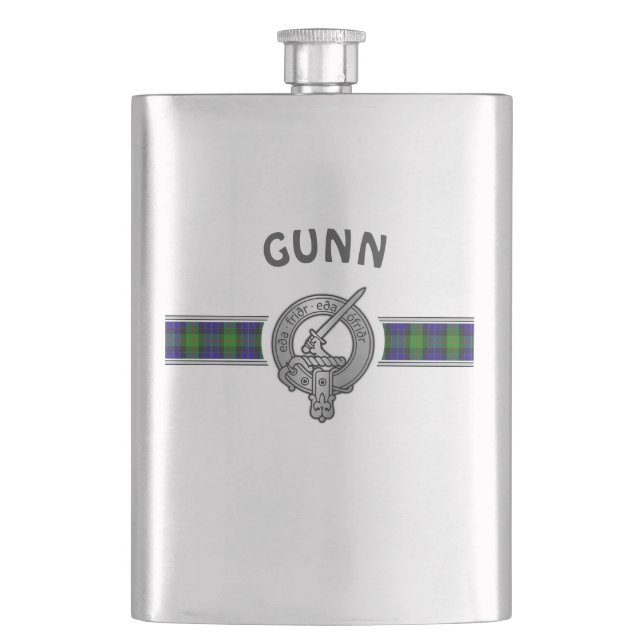 Klan Gunn (Redigera) Vapensköld & Tartan Fickplunta (Framsidan)