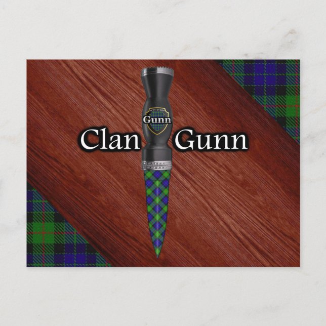 Klan Gunn Tartan Sgian Dubh Blade Vykort (Framsida)