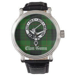 Klan Gunn Vapensköld Badge och Tartan Armbandsur