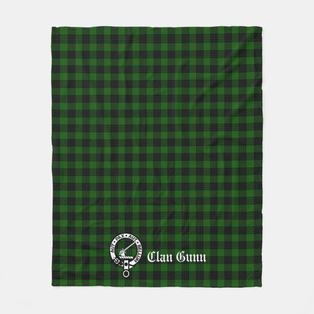 Klan Gunn Vapensköld Badge och Tartan Fleecefilt (Framsidan)