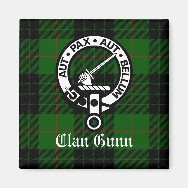 Klan Gunn Vapensköld Badge och Tartan Magnet (Framsidan)