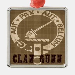 Klan Gunn Vapensköld Badge - Sepia Julgransprydnad Metall