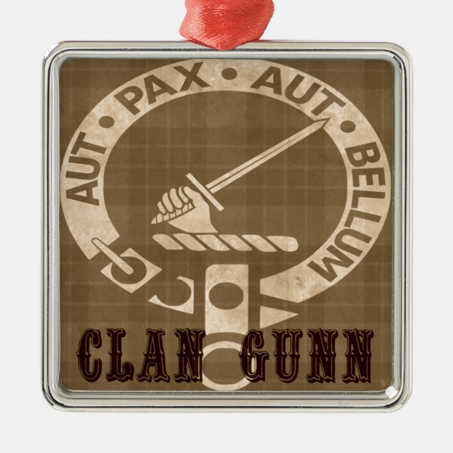 Klan Gunn Vapensköld Badge - Sepia Julgransprydnad Metall (Framsidan)