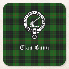 Klan Gunn Vapensköld Badge & Tartan Papper Underlä Underlägg Papper Kvadrat