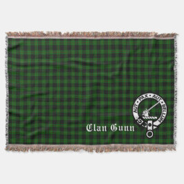 Klan Gunn Vapensköld Badge & Tartan Throw Blanket Filt