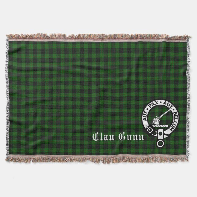 Klan Gunn Vapensköld Badge & Tartan Throw Blanket Filt (Framsidan)