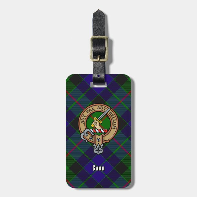 Klan Gunn Vapensköld över Tartan Bagagebricka (Vertikal Framsida)
