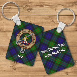 Klan Gunn Vapensköld över Tartan Keychain Nyckelring