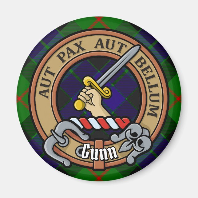 Klan Gunn Vapensköld över Tartan Magnet (Framsidan)