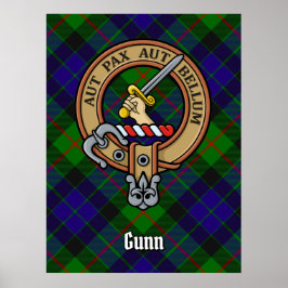 Klan Gunn Vapensköld över Tartan Poster