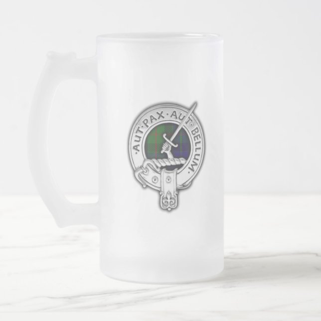 Klan Gunn Vapensköld & Tartan Frostat Ölglas (Vänster)