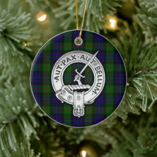 Klan Gunn Vapensköld & Tartan Julgransprydnad Keramik