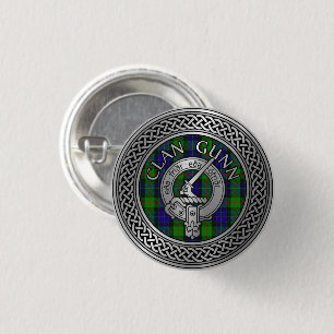 Klan Gunn Vapensköld & Tartan Knot Button Knapp