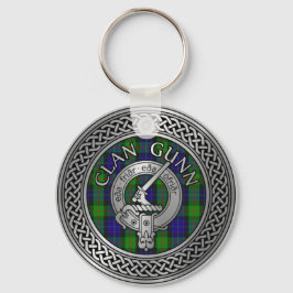 Klan Gunn Vapensköld & Tartan Knot Keychain Nyckelring