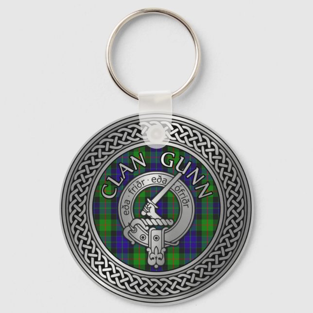 Klan Gunn Vapensköld & Tartan Knot Keychain Nyckelring (Framsida)