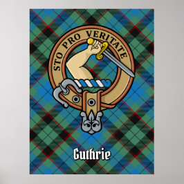 Klan Guthrie Vapensköld over Tartan Poster