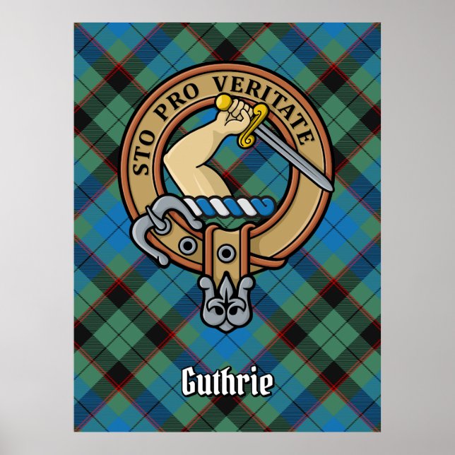 Klan Guthrie Vapensköld over Tartan Poster (Framsidan)