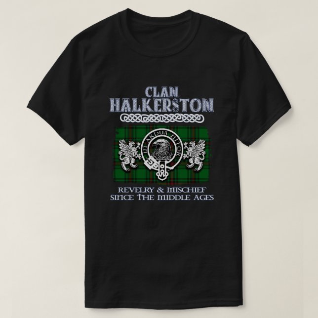 Klan Halkerston vapensköld Scottish klans Scottish T Shirt (Design framsida)