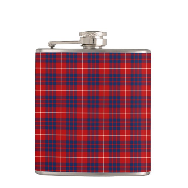 Klan Hamilton Bright Red och Royal Blue Tartan Fickplunta (Framsidan)