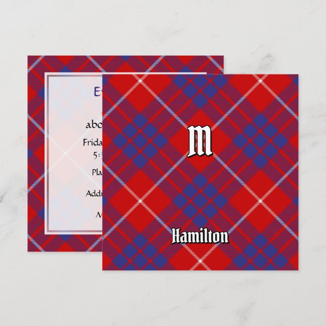 Klan Hamilton Red Tartan Inbjudningar (Fram/baksida)