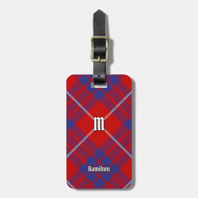 Klan Hamilton Red Tartan Luggage Tag Bagagebricka (Vertikal Framsida)