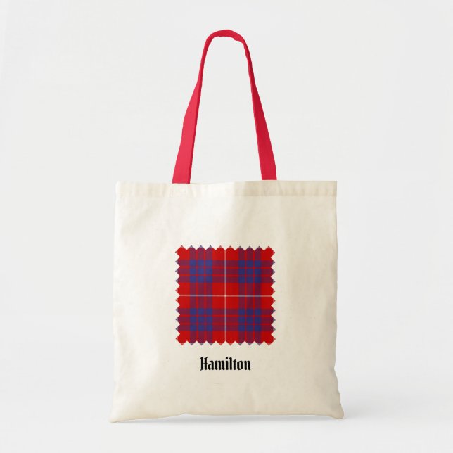 Klan Hamilton Red Tartan Tote Bag Tygkasse (Framsidan)