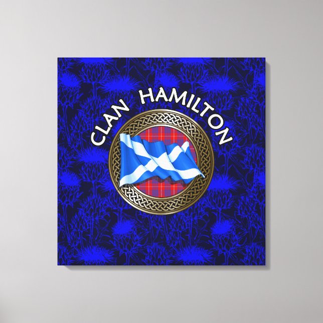 Klan Hamilton Tartan Knot & Flagga Canvastryck (Framsida)