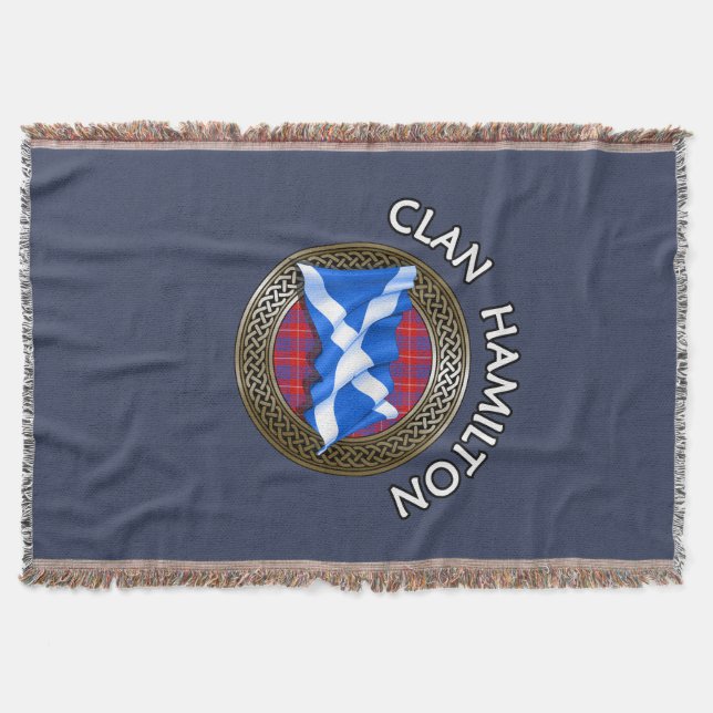 Klan Hamilton Tartan Knot & Flagga Filt (Framsidan)