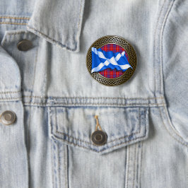 Klan Hamilton Tartan Knot & Flagga Knapp