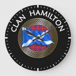 Klan Hamilton Tartan Knot & Flagga Stor Klocka