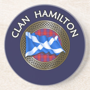 Klan Hamilton Tartan Knot & Flagga Underlägg