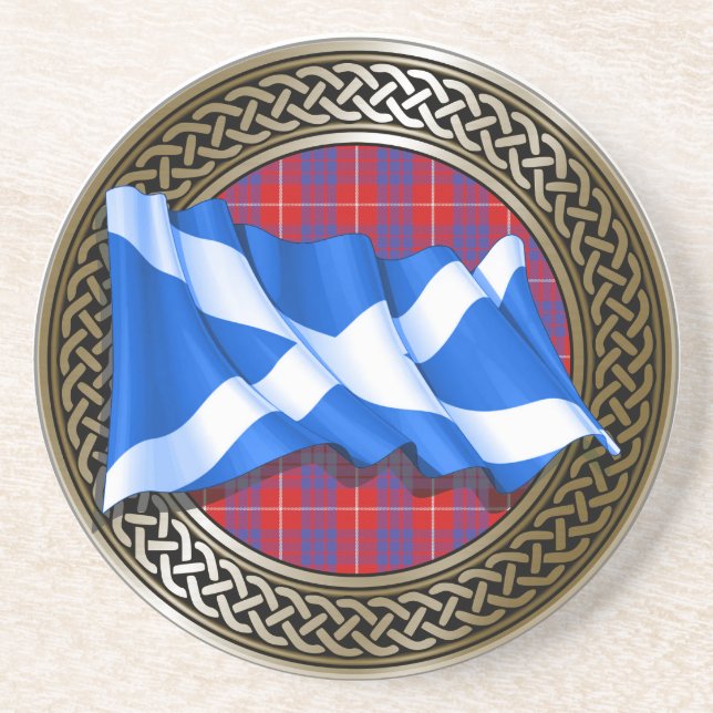 Klan Hamilton Tartan Knot & Flagga Underlägg (Framsidan)