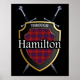 Klan Hamilton Tartan Scottish Shield & Swords Poster